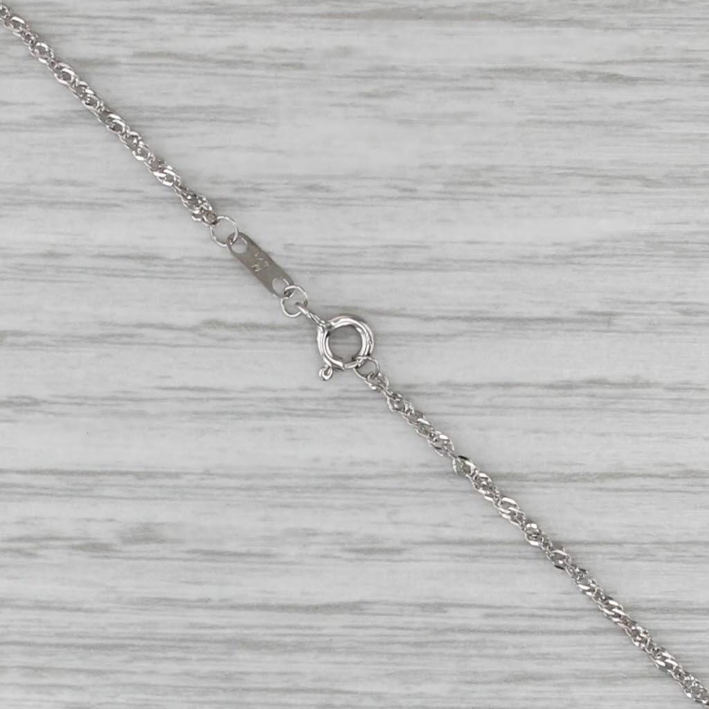 1.96ctw Blue Sapphire Vinework Necklace 14k White Gold 17.5" Singapore Chain