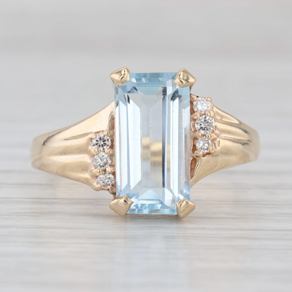 4.19ctw Blue Topaz Diamond Ring 14k Yellow Gold Size 9.5 Bypass