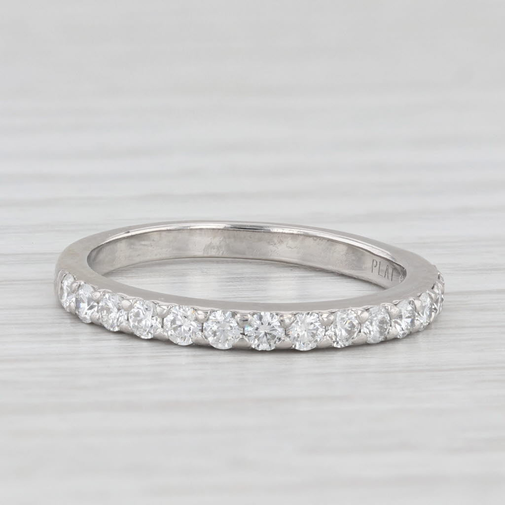 Light Gray 0.50ctw Diamond Wedding Band Platinum Size 6.5 Stackable Anniversary Ring