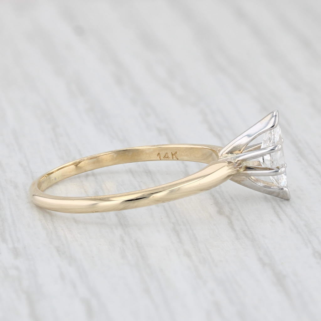 Light Gray 0.56ct VS2 Marquise Solitaire Diamond Engagement Ring 14k Yellow Gold Size 9