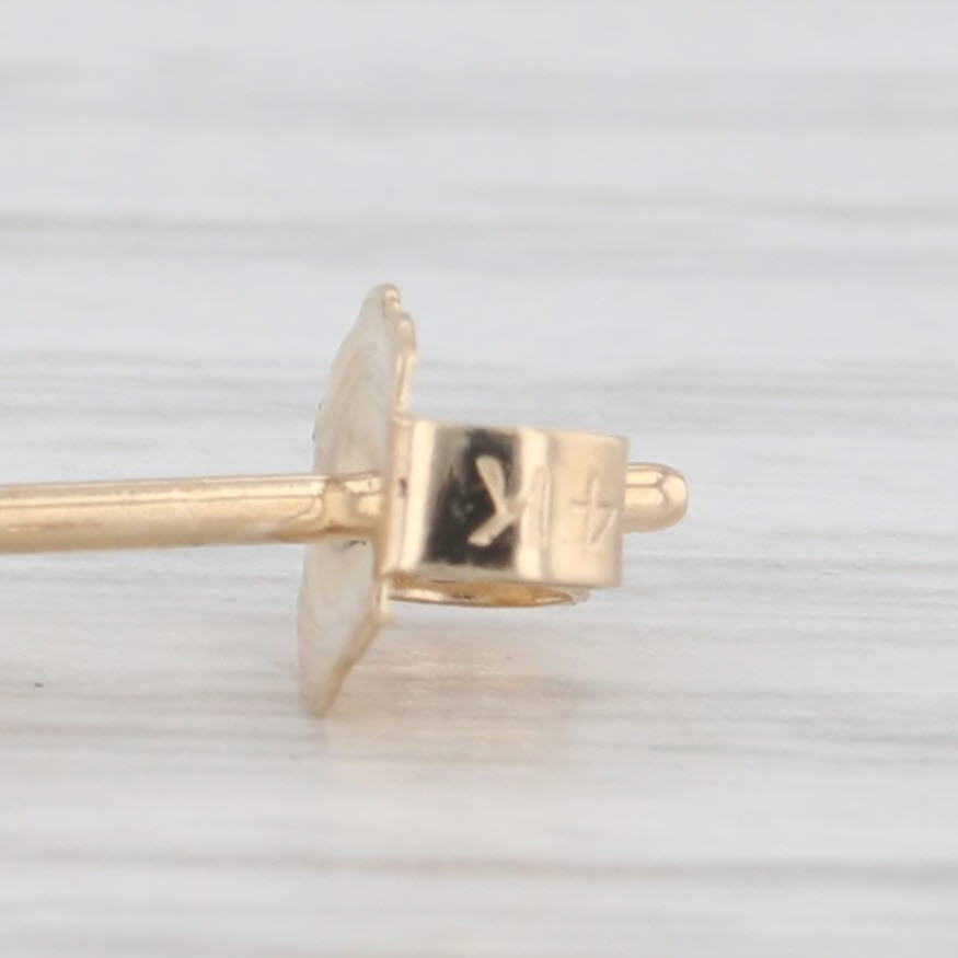 Light Gray Small Diamond Buttercup Stud Earrings 14k Yellow Gold Round Solitaires