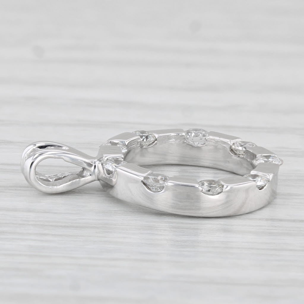 Light Gray 0.50ctw Diamond Open Circle Pendant 14k White Gold Small Drop