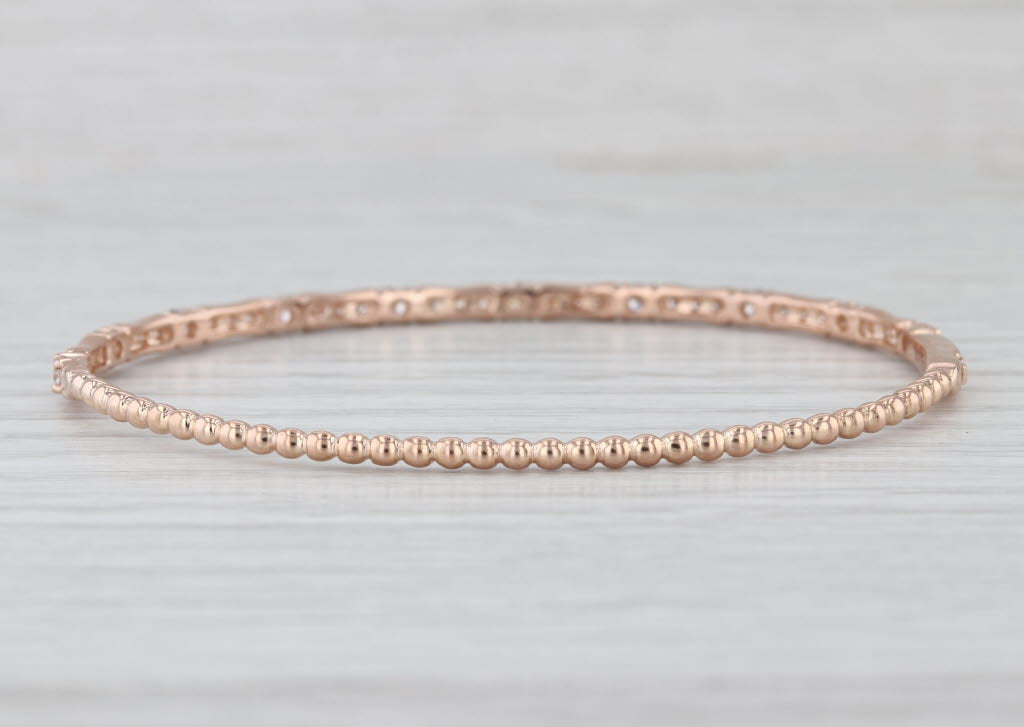 1.25ctw Diamond Bangle Bracelet 14k Rose Gold 6.75" Stackable