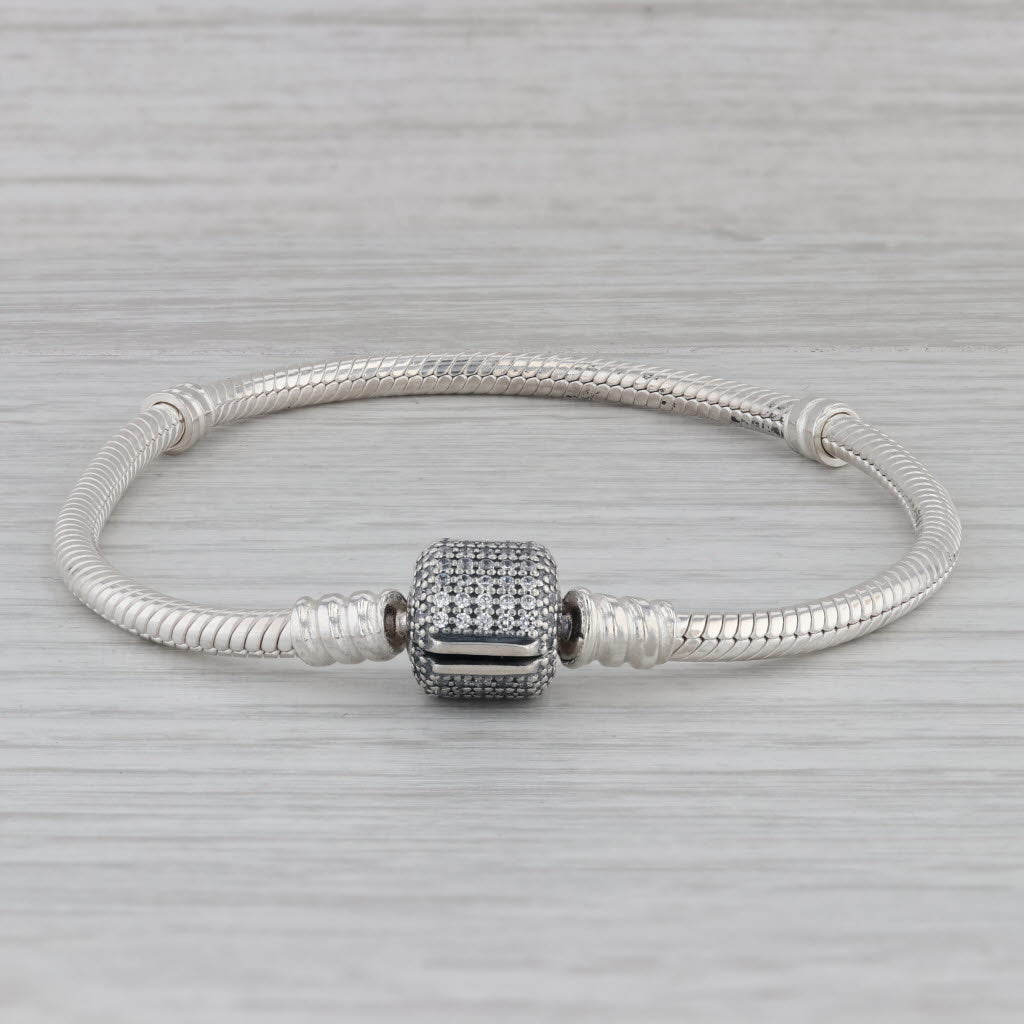 Gray Authentic Pandora Signature Pave Clasp Bracelet Sterling Silver 7.1" 590723CZ