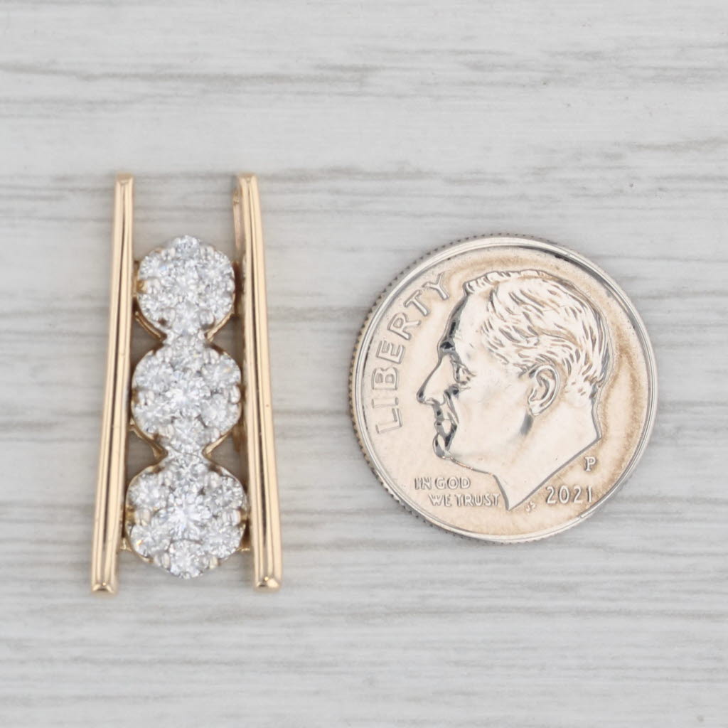 Light Gray 0.85ctw Diamond Cluster Journey Pendant 14k Yellow Gold