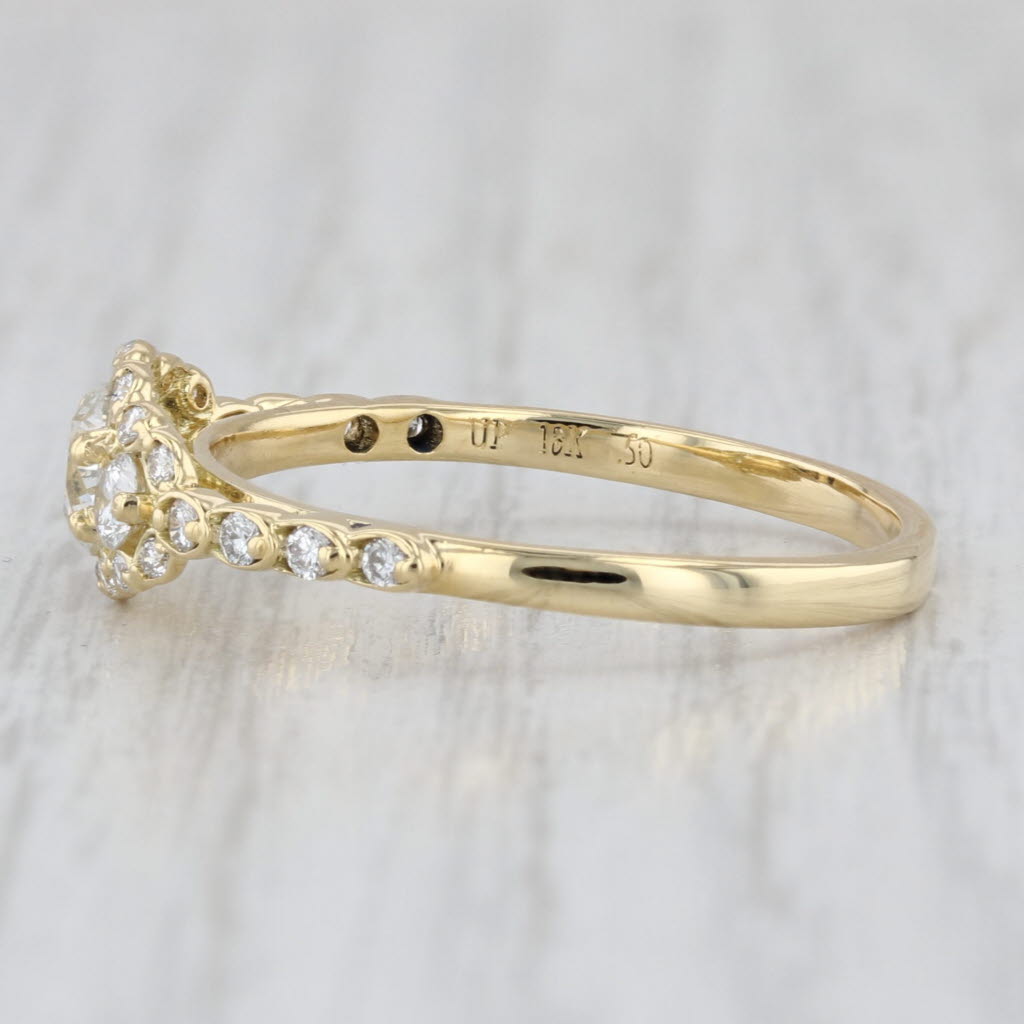 Forever Mark 0.85ctw Diamond Halo Engagement Ring 18k Yellow Gold Size 9 Cert