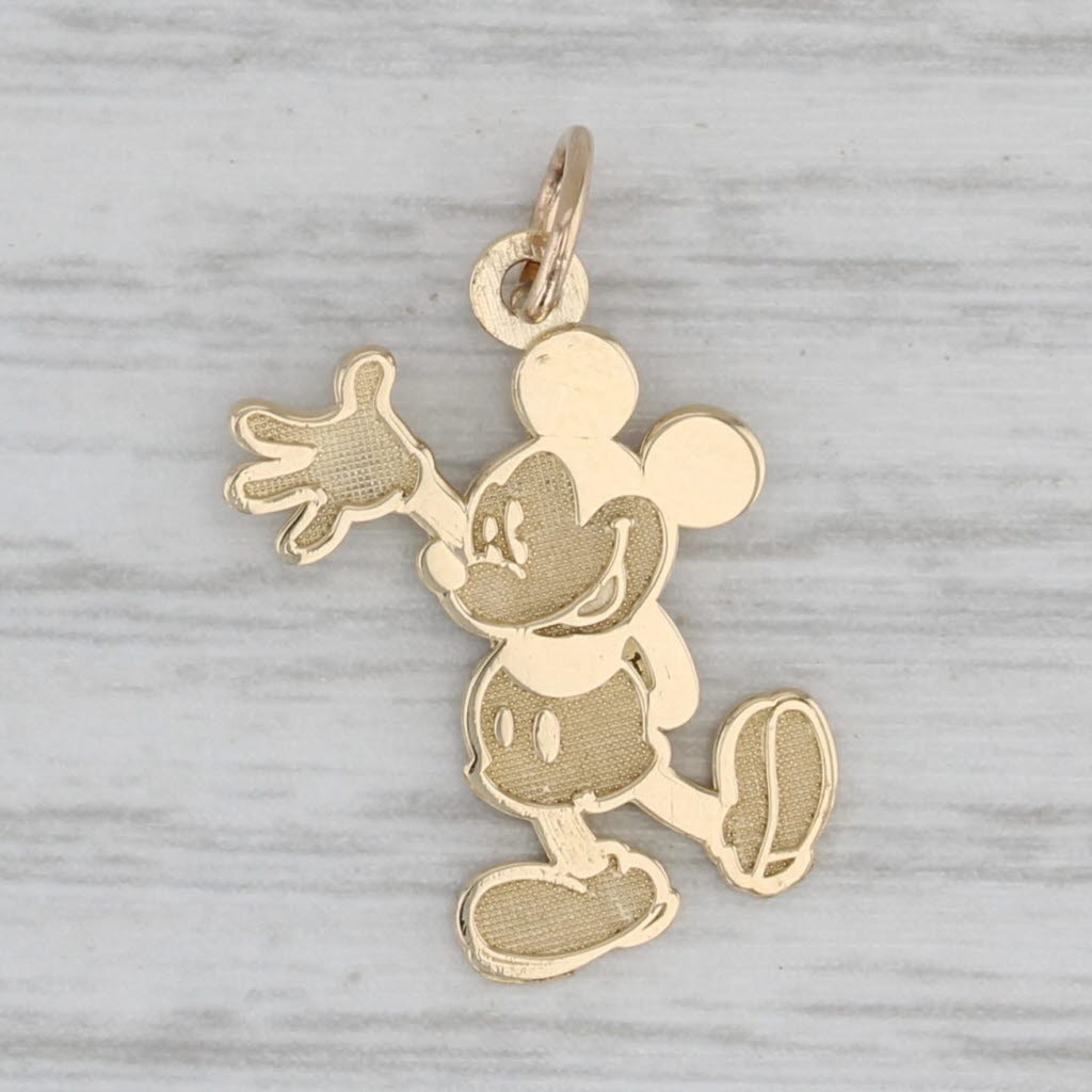 Gray Disney Cartoon Mickey Mouse Pendant 14k Yellow Gold Charm Box New Old Stock