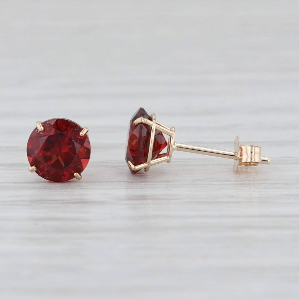 1.75ctw Garnet Stud Earrings 10k Yellow Gold Round Solitaire Studs