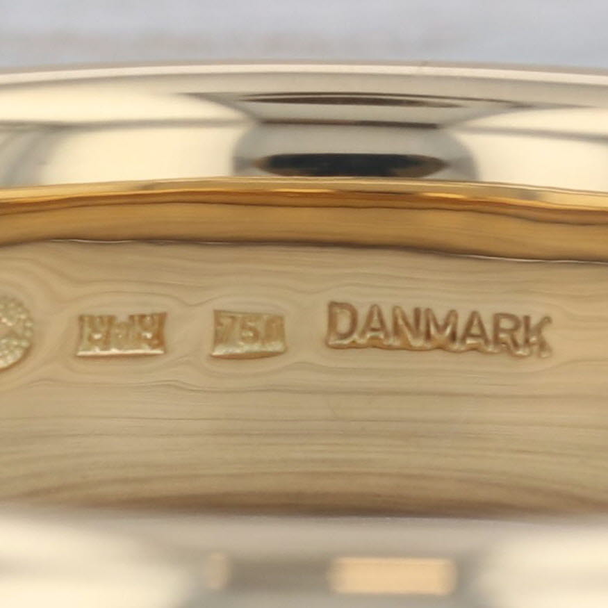 Rosy Brown Georg Jensen Denmark Classic Bangle Bracelet 18k Yellow Gold 7" 15mm Pouch