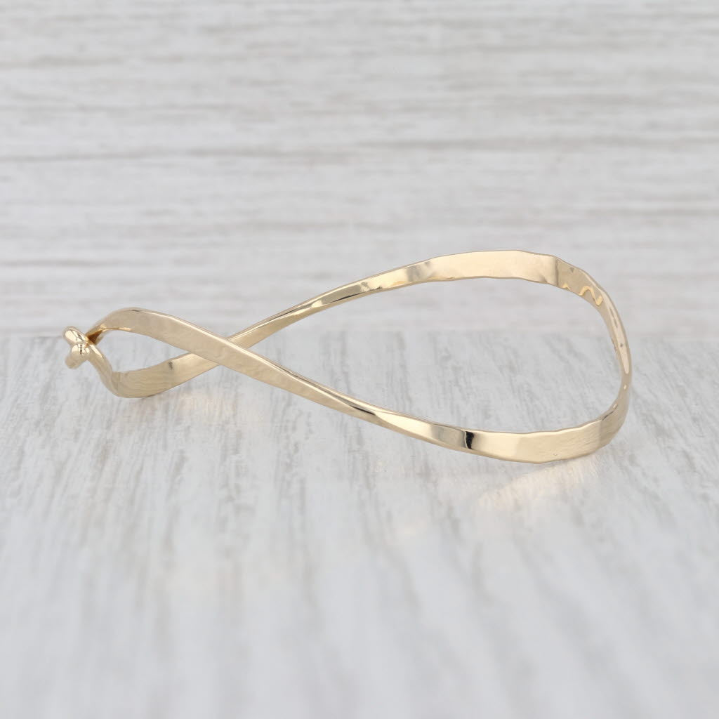 Contoured Bangle Bracelet 14k Yellow Gold 6.5" Hook Clasp