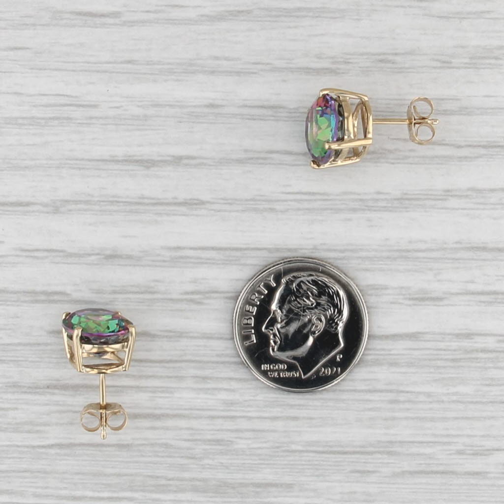 8.20ctw Oval Mystic Topaz Stud Earrings 14k Yellow Gold Solitaire Studs
