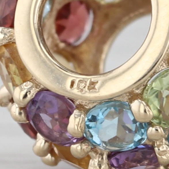3.90ctw Gemstone Bead Charm 10k Gold Peridot Topaz Amethyst Citrine Garnet