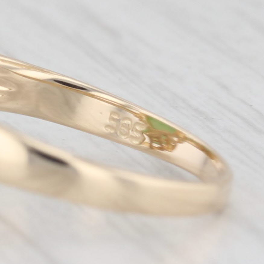 Light Gray Oval Cabochon Green Jadeite Jade Solitaire Ring 14k Yellow Gold Size 6.5
