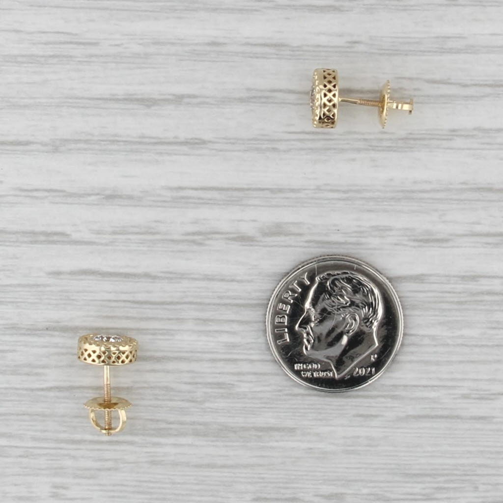 0.50ctw Diamond Solitaire Stud Earrings 10k Yellow Gold Screw Back Studs