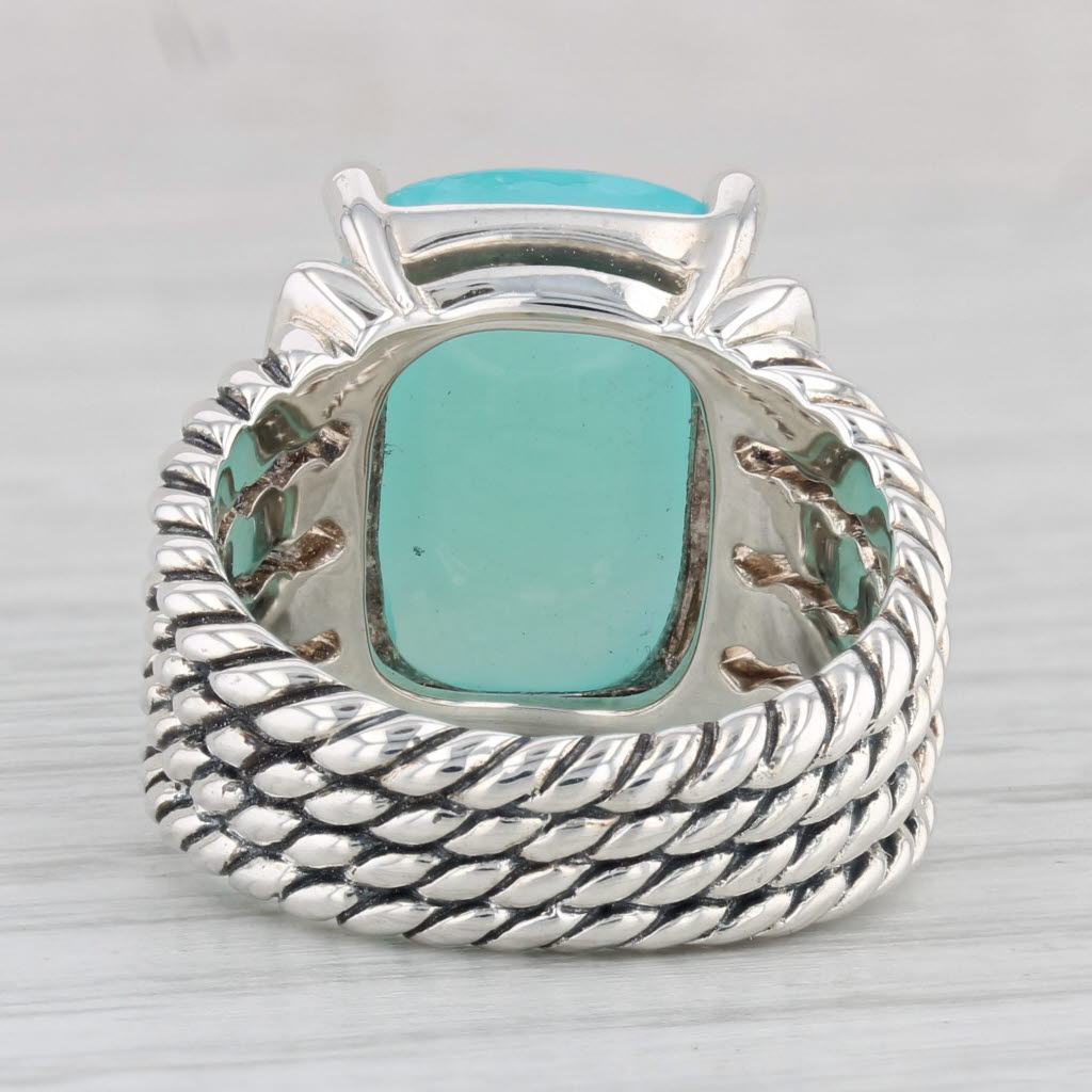 Light Gray Yurman Wheaton Aquapraise Chalcedony Diamond Ring Sterling Silver Size 6.75