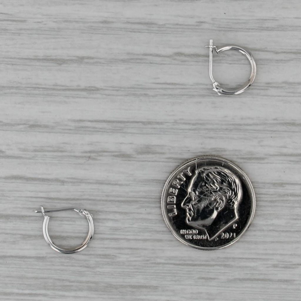 Micro Hoop Huggie Earrings 14k White Gold Snap Top Small Round Hoops