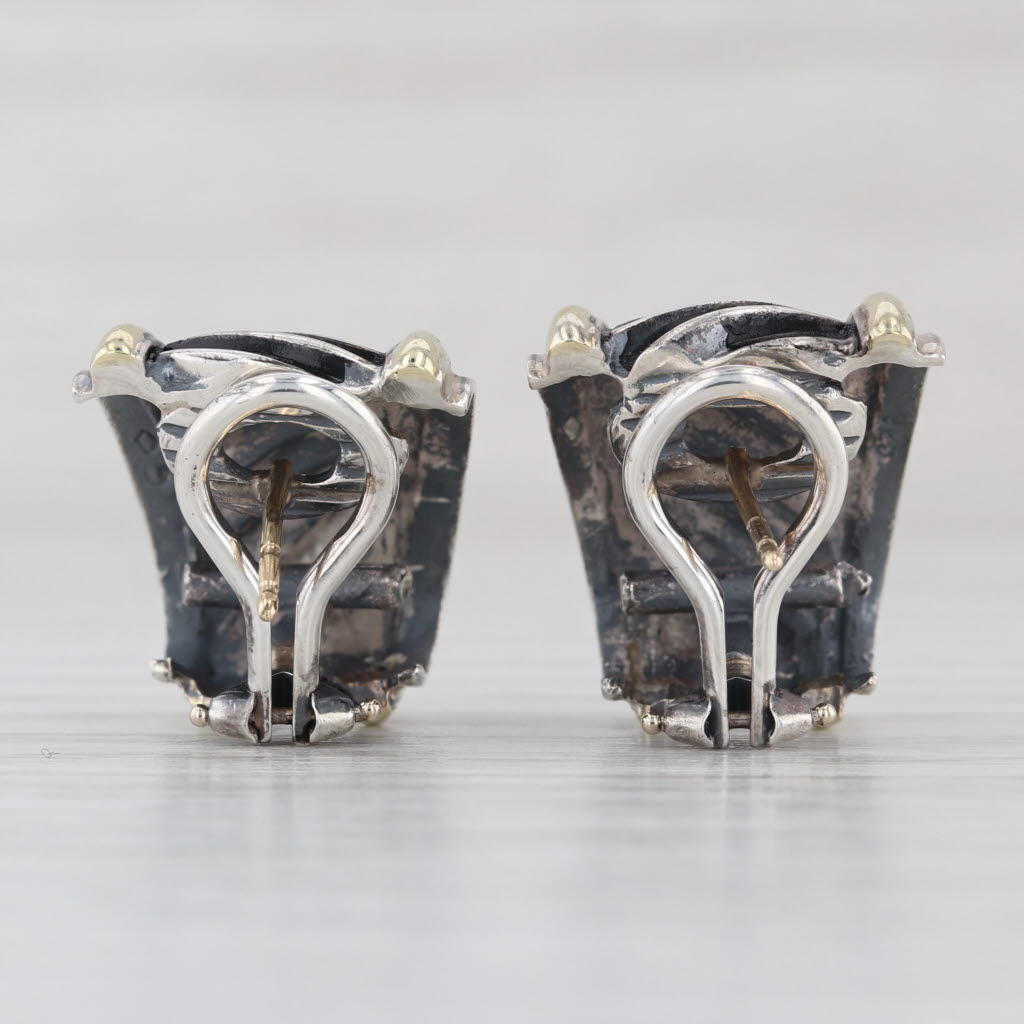 David Yurman Cable Drop Earrings 14k Gold Sterling Silver Pierced Omega Backs