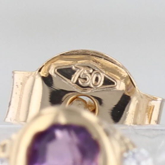 0.52ctw Amethyst Cubic Zirconia Stud Earrings 18k Yellwo Gold Studs