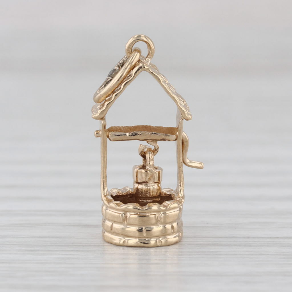 3D Well Charm Moving Parts 14k Yellow Gold Small Pendant