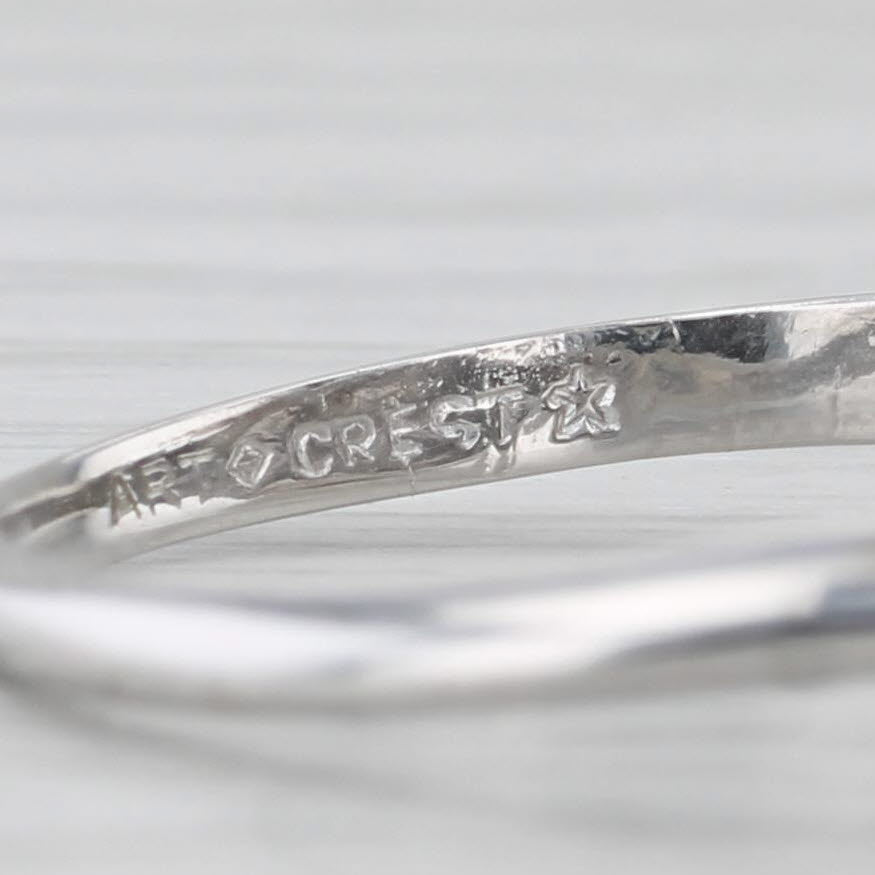 Light Gray Vintage Diamond Princess Ring 14k White Gold Size 7.5
