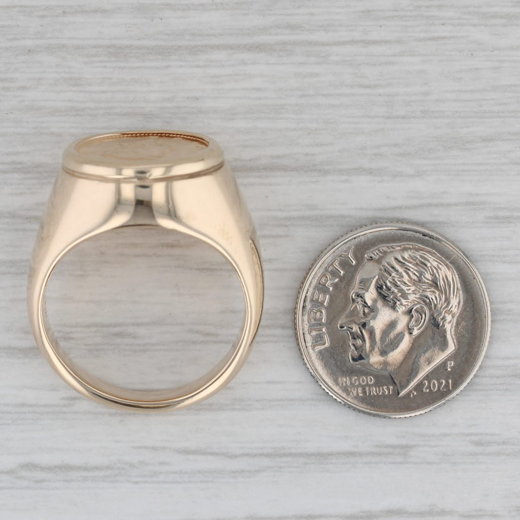 Gray One Dollar Gold Coin Ring 10k 900 Yellow Gold Size 7 Signet US Liberty AS IS