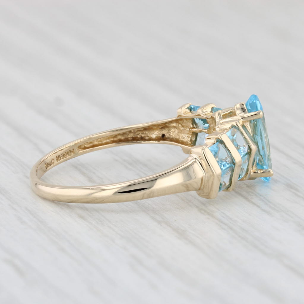 Light Gray 2.56ctw Marquise Blue Topaz 14k Yellow Gold Size 10.25 Solitaire w/ Accents