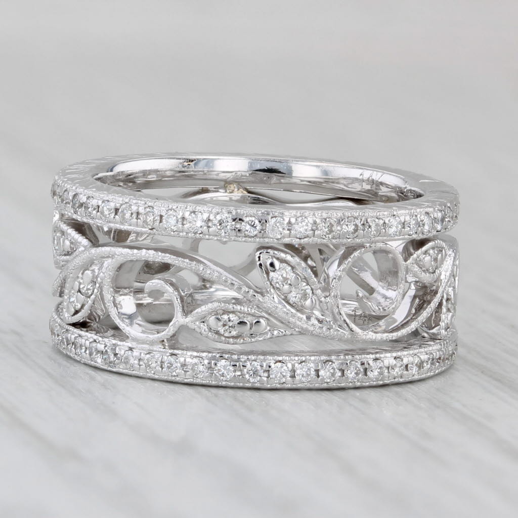 Gray Gabriel & Co 0.27ctw Diamond Floral Openwork Ring 14k White Gold Size 5.25 Band