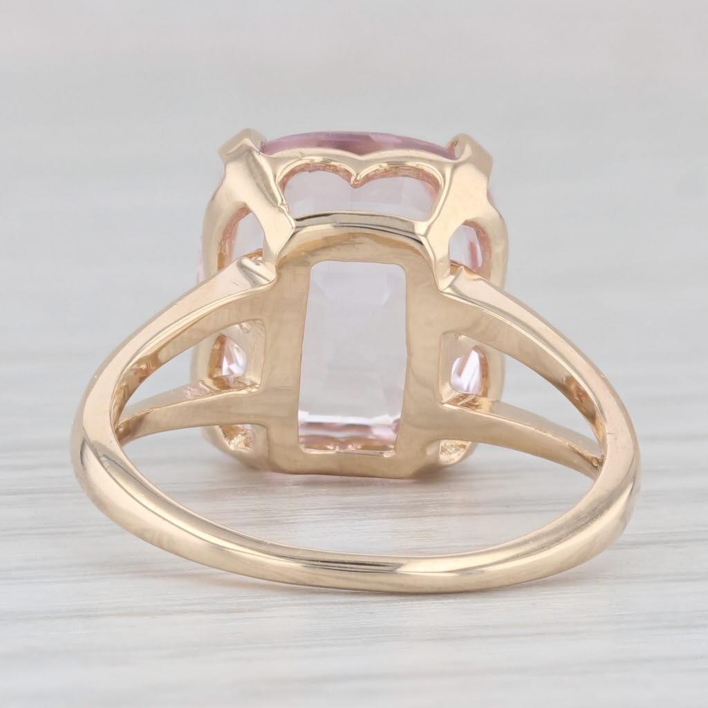 Light Gray 5.30ct Pink Kunzite Ring 14k Yellow Gold Cushion Solitaire Size 6.5