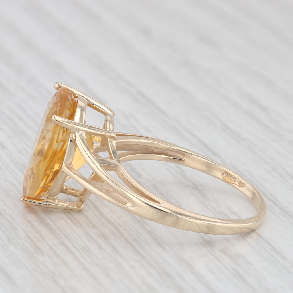 Light Gray 5.50ct Citrine Pear Solitaire Ring 10k Yellow Gold Size 9.25