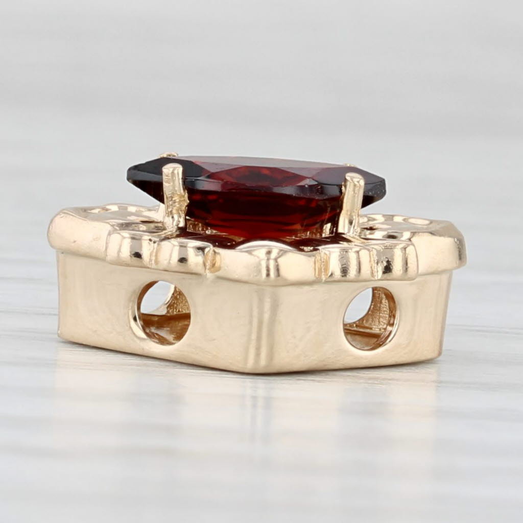 Light Gray 1.30ct Marquise Garnet Solitaire Slide Bracelet Charm 14k Yellow Gold Vintage B