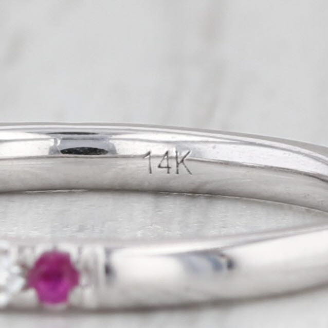 0.30ctw Ruby Diamond Wedding Band 14k White Gold Stackable Ring Size 5