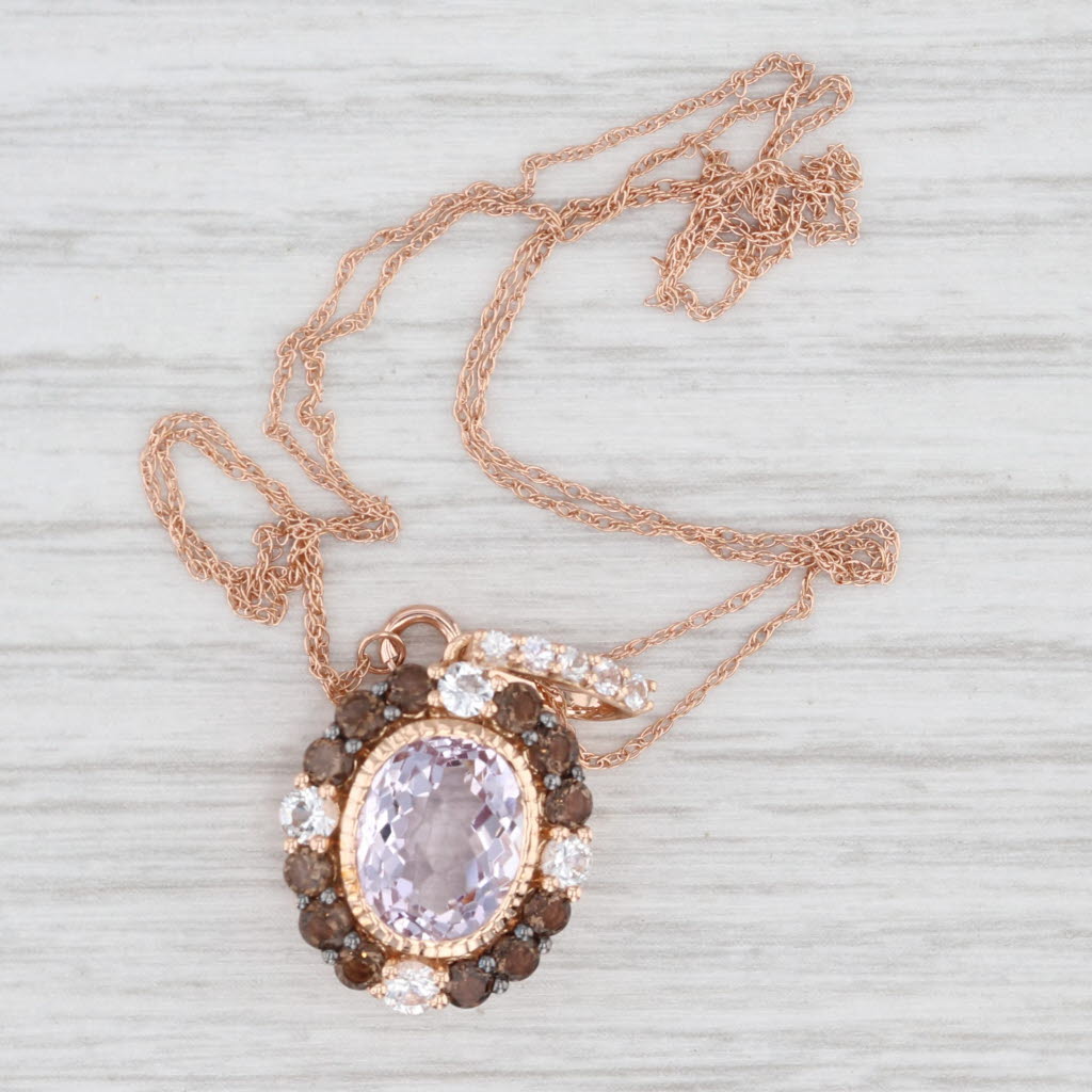 Light Gray Le Vian 4.04ctw Amethyst Quartz Sapphire Pendant Necklace 14k Rose Gold 18"