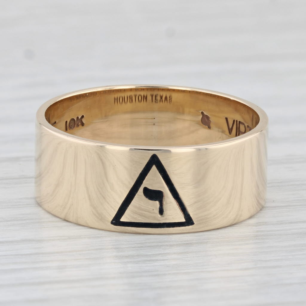Light Gray 14th Degree Scottish Rite Yod Ring 10k Yellow Gold Size 9.5 Masonic Men's Band