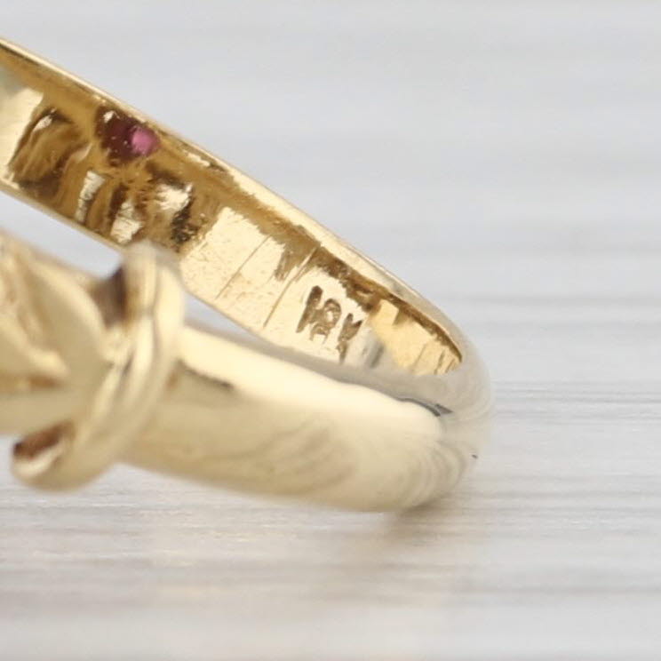 Antique 0.54ctw Ruby Diamond Ornate Floral Ring 18k Gold Silver Size 6.5
