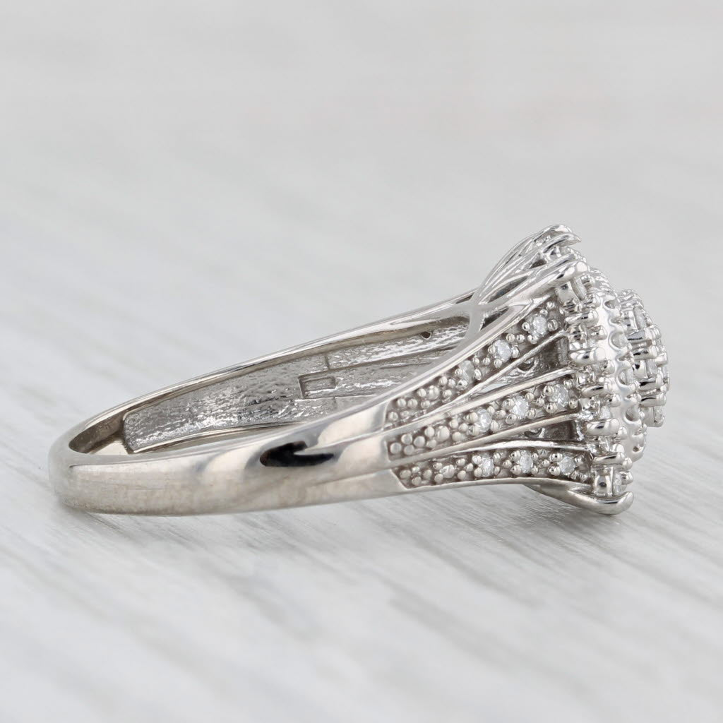 Light Gray 0.24ctw Diamond Cluster Halo Engagement Ring 10k White Gold Size 7