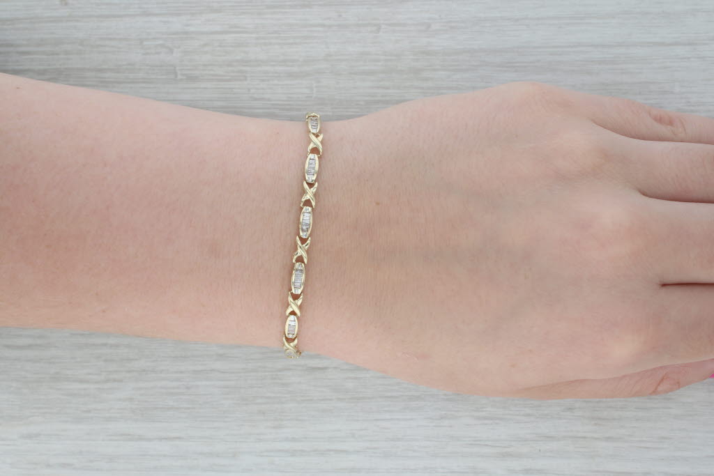 Dark Gray 1.50ctw Diamond Tennis Bracelet 10k Yellow Gold 7.25" 4mm