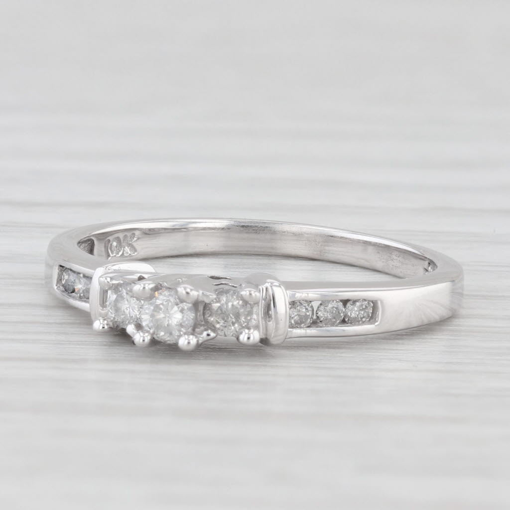Light Gray 0.20ctw Diamond 3-Stone Engagement Ring 10k White Gold Size 7.25