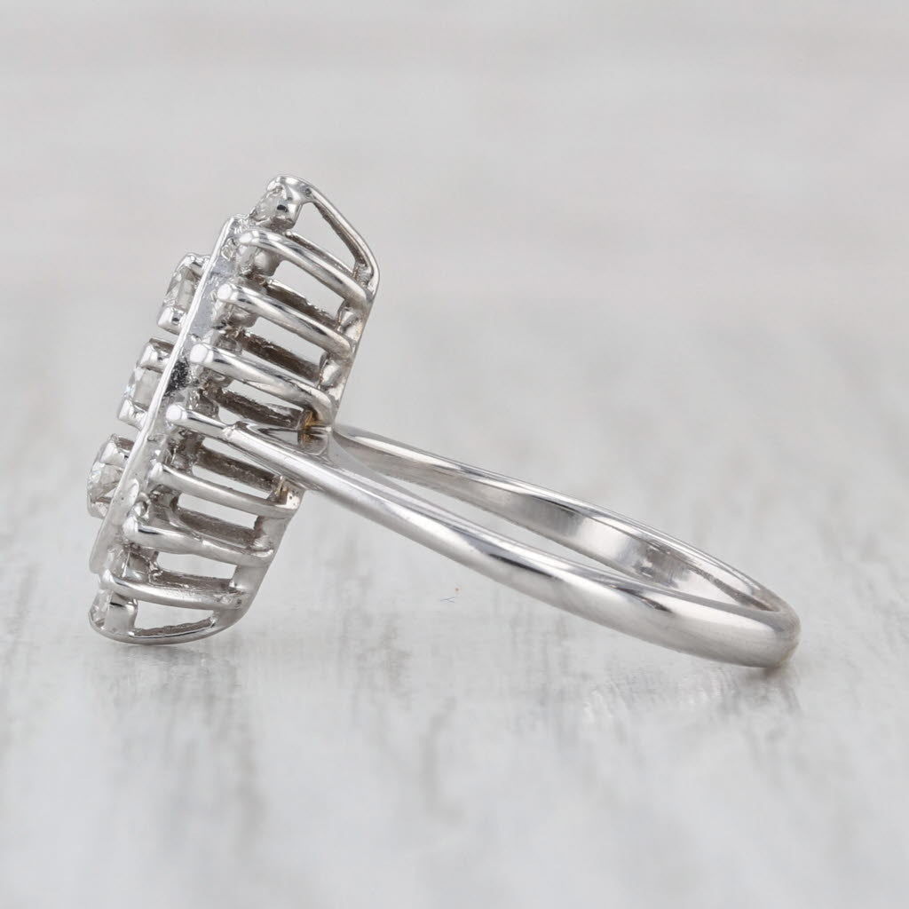 0.36ctw Diamond Halo Ring 14k White Gold Size 6 Marquise Engagement
