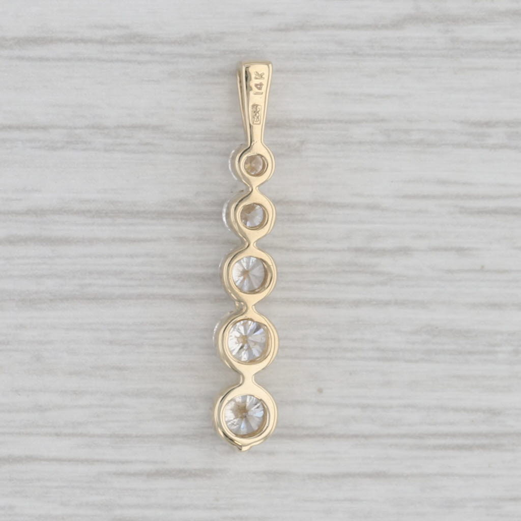 Gray 1ctw Diamond Journey Pendant Round Graduated 5 Stone 14k Yellow Gold