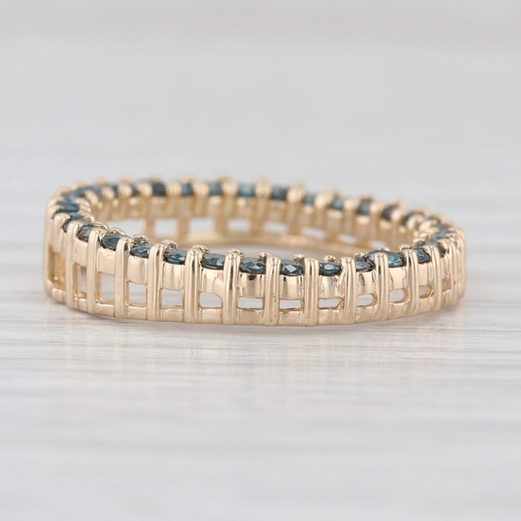 0.47ctw Teal Diamond Eternity Circle Pendant 14k Yellow Gold Floating Drop