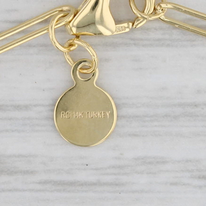 Gray New Petite Paperclip Chain Bracelet 14k Yellow Gold 7" 2.7mm