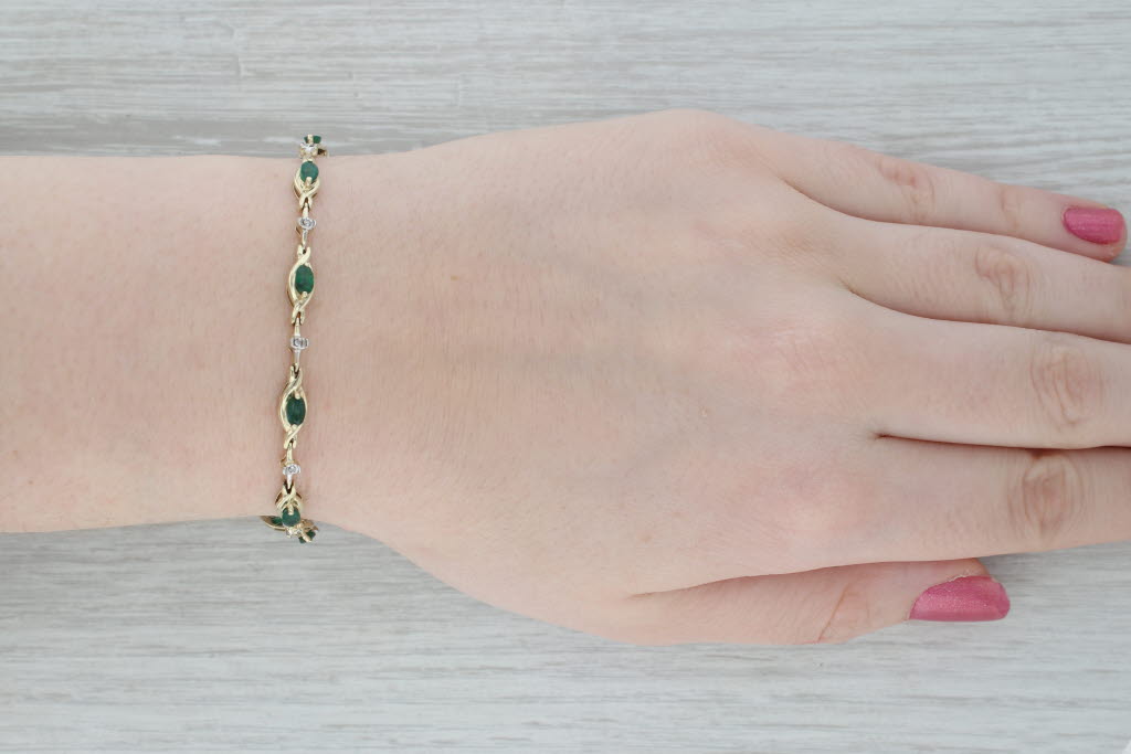 Gray 2.03ctw Emerald Diamond Tennis Bracelet 10k Yellow Gold 6.5" 4.8mm