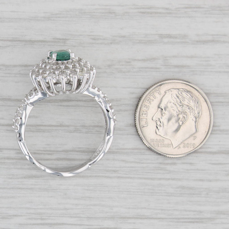 Gray 1.74ctw Green Alexandrite Diamond Cluster Ring 14k White Gold Size 8.25