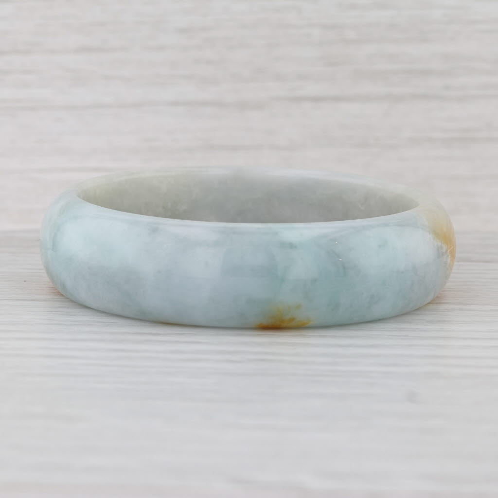 Brown Green Jadeite Jade Bangle Bracelet 7” 16.3mm Stackable Statement