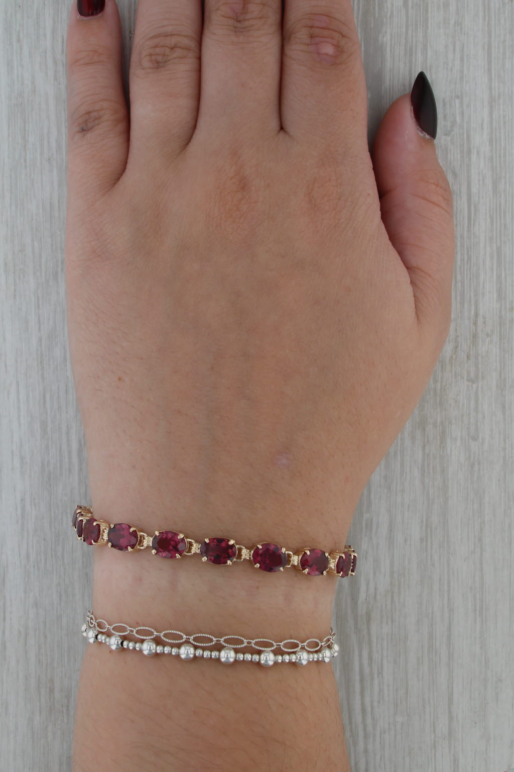 22.50ctw Rhodolite Garnet Tennis Bracelet 14k Yellow Gold 7" 6.2mm