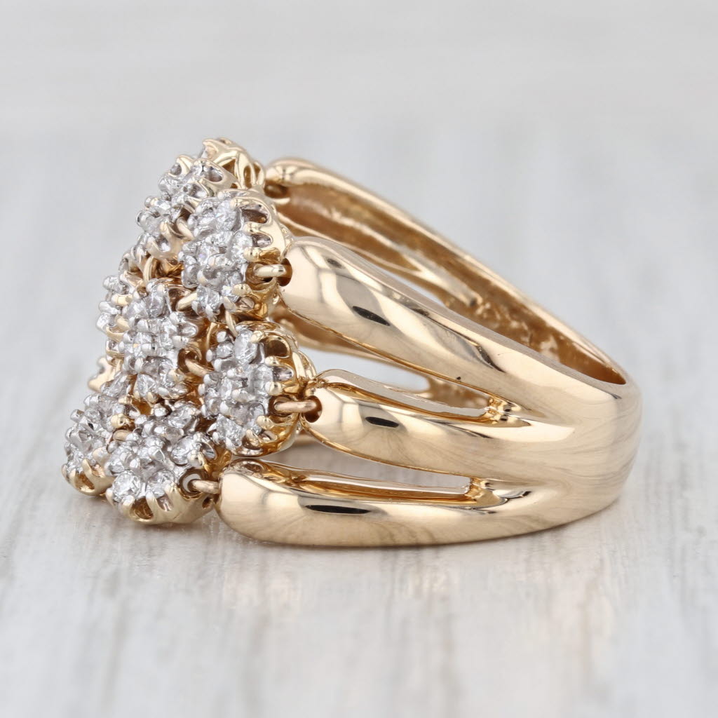 Sonia B 0.40ctw Diamond Cluster Ring14k Yellow Gold Size 10 Cocktail Moves