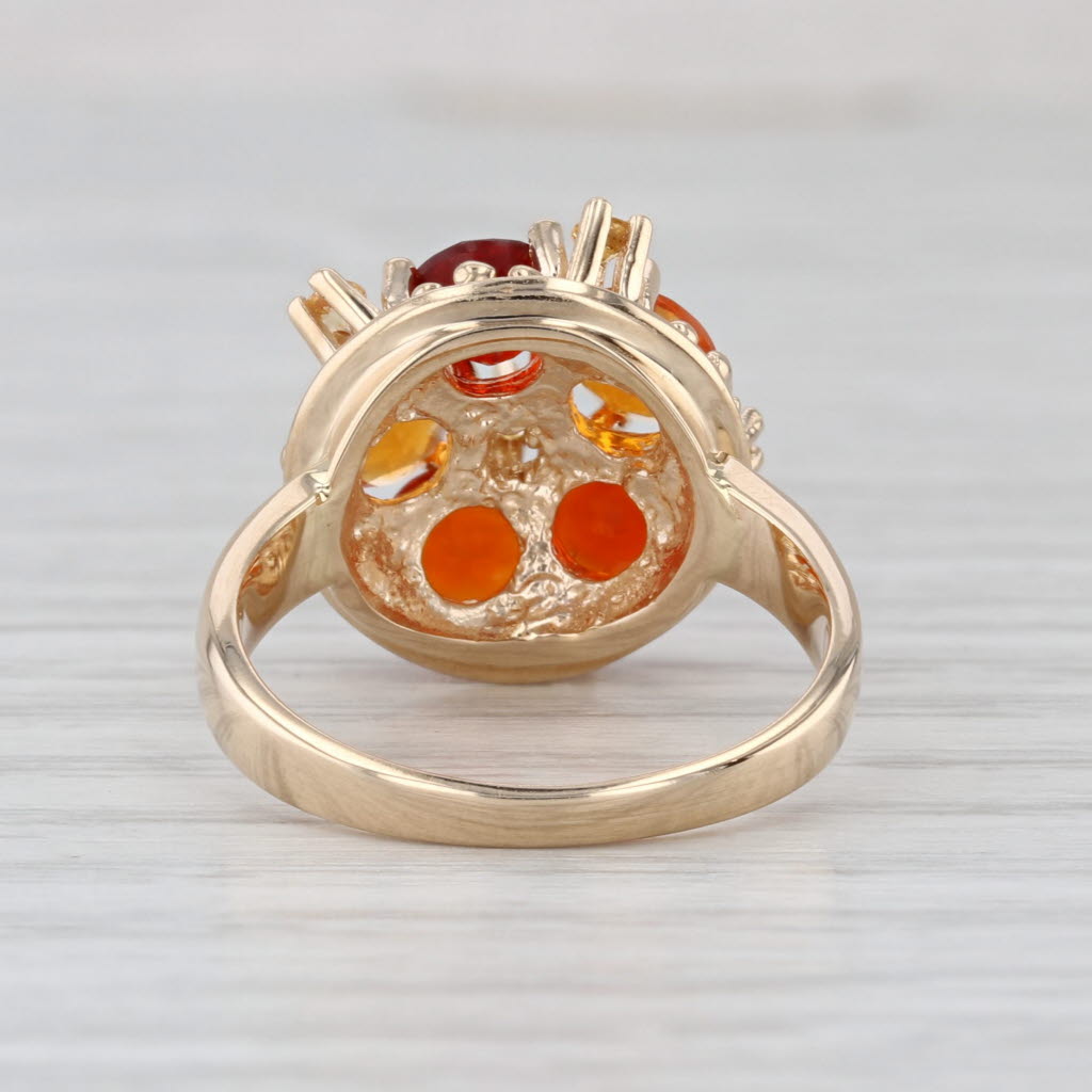 Yellow Orange Fire Opal Cluster Ring 14k Yellow Gold Size 7