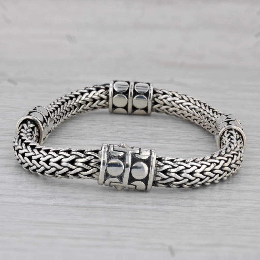 Gray John Hardy 4 Station Dot Bracelet Sterling Silver 7" Snap Clasp