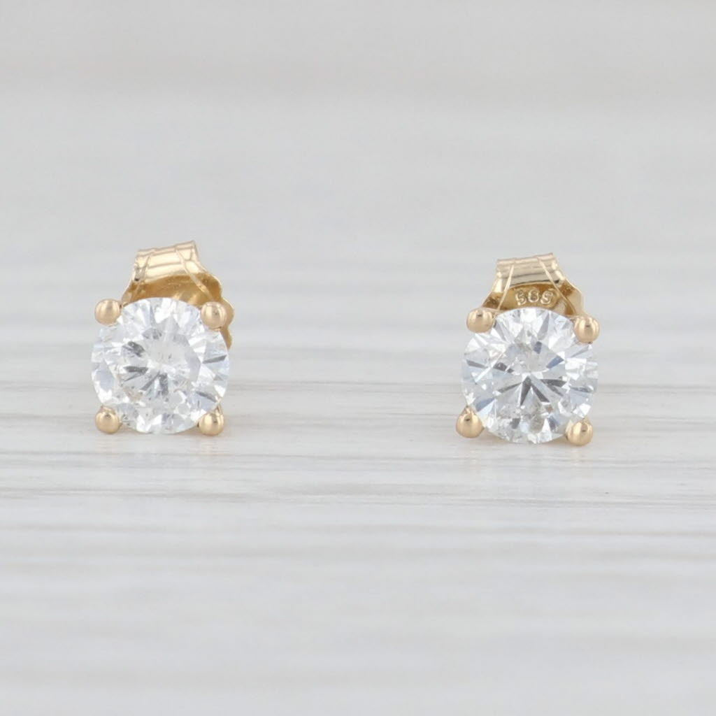 Light Gray 0.50ctw Diamond Stud Earrings 14k Yellow Gold Round Solitaire Studs