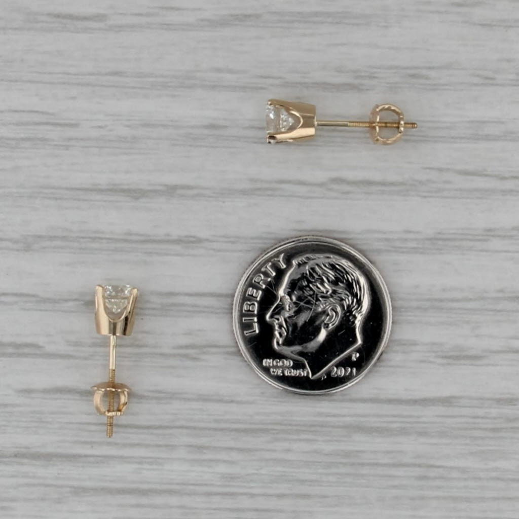 1ctw Diamond Solitaire Stud Earrings 14k Yellow Gold Round Studs